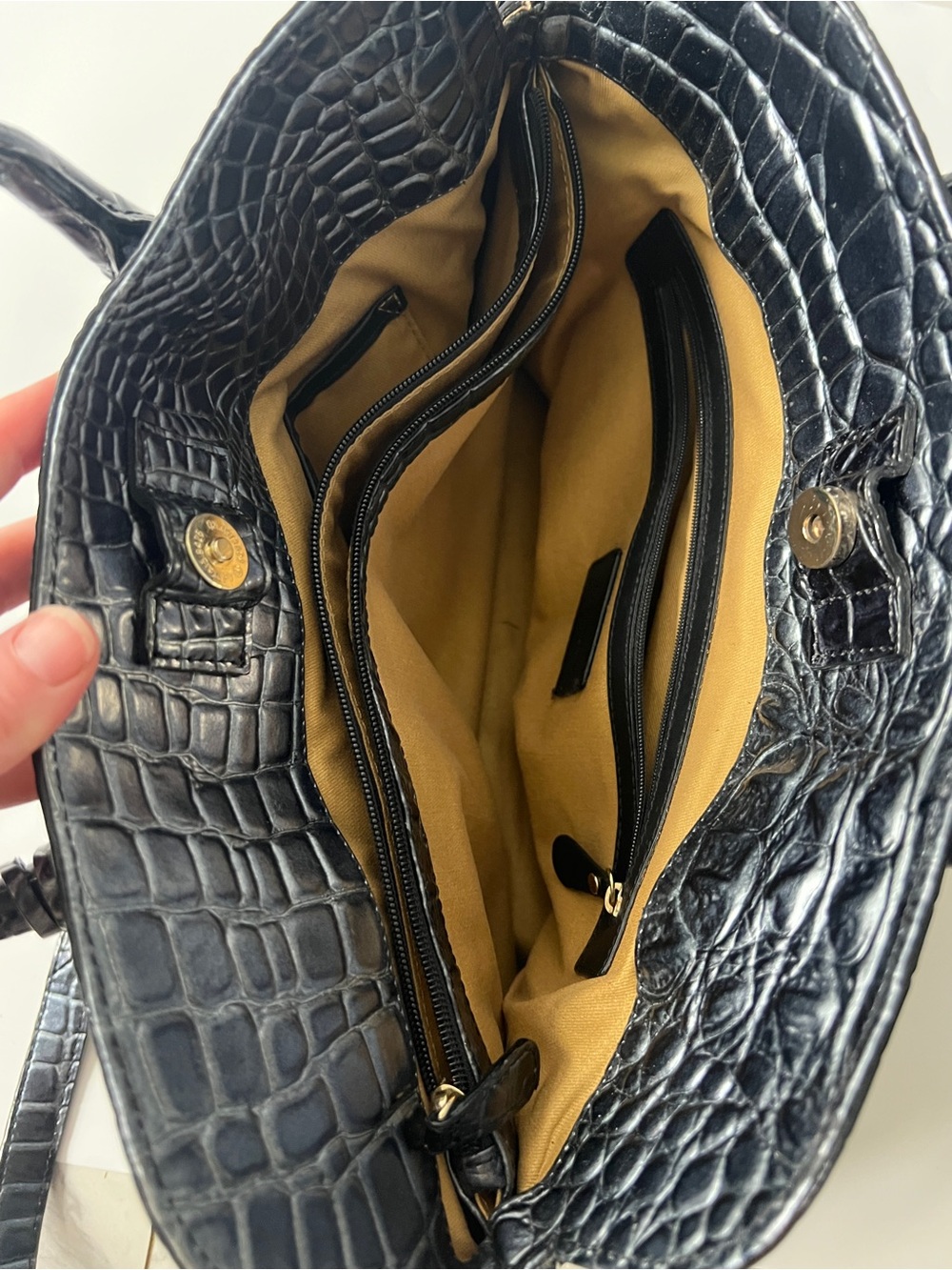 ANTONIO MELANI unique blue /Black Croc-Embossed Satchel with Detachable Strap - Picture 7 of 11